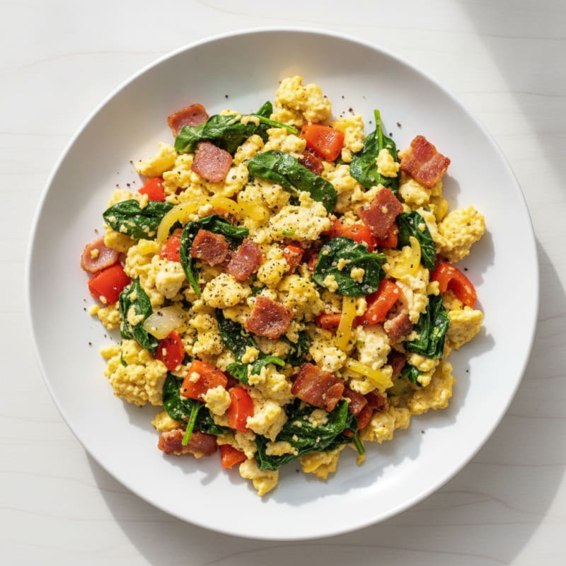 Egg White Veggie Scramble with Turkey Bacon