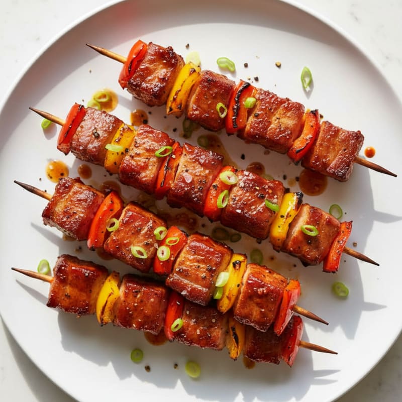 Spicy Gochujang Pork Belly Skewers