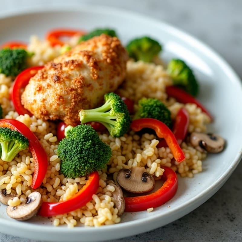 Crispy Chicken and Veggie Cauliflower Rice Stir-Fry