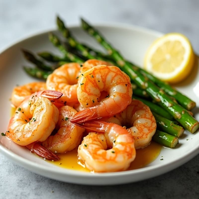 Pan-Seared Garlic Butter Shrimp with Roasted Asparagus