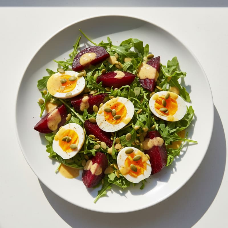 Golden Hard-Boiled Egg and Roasted Beet Salad