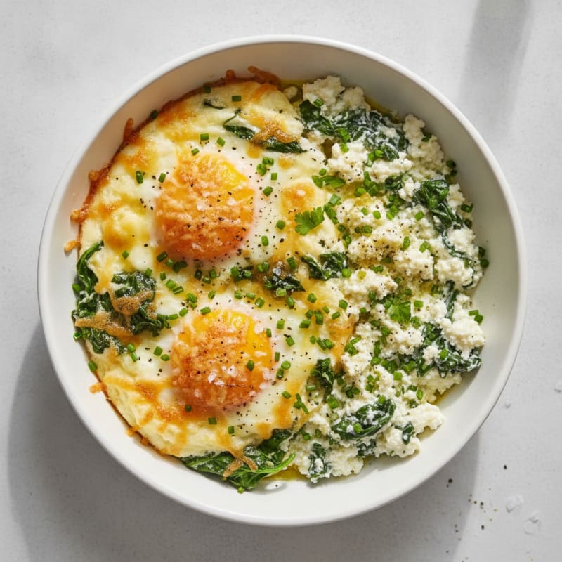 Baked Eggs with Herbed Cottage Cheese
