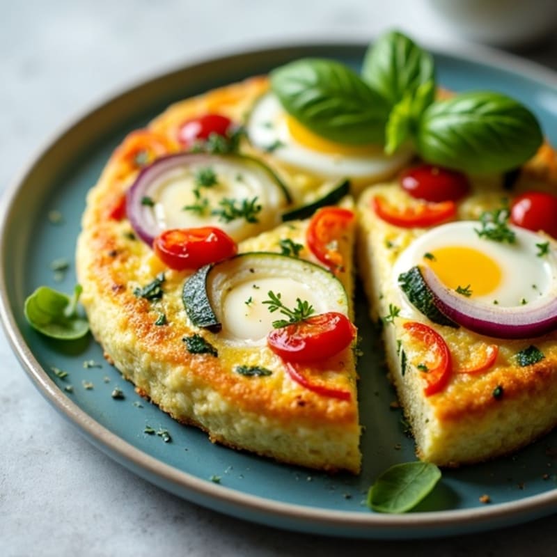 Fluffy Egg Frittata with Roasted Vegetables and Herbs