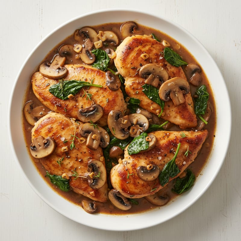 Garlic Mushroom Chicken with Pan Sauce