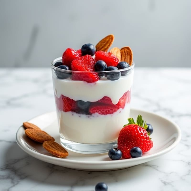 Greek Yogurt Protein Parfait with Mixed Berries and Almonds