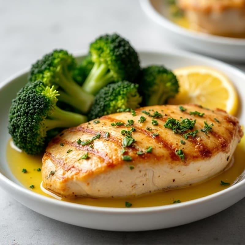 Lemon Garlic Pan-Seared Chicken with Roasted Broccoli