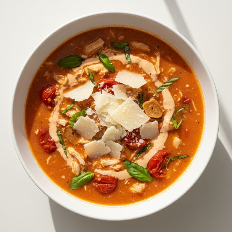 Roasted Tomato Basil Soup with Parmesan