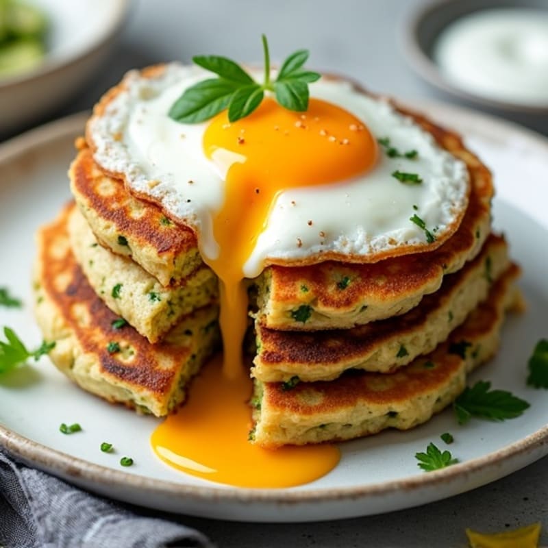 Savory Zucchini Oat Pancakes with Crispy Fried Egg
