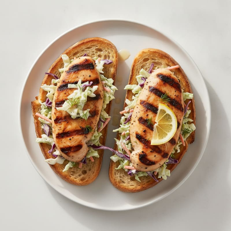 Grilled Chicken and Slaw Sourdough Tartine