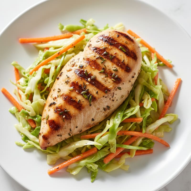 Grilled Chicken Breast with Crunchy Cabbage Slaw