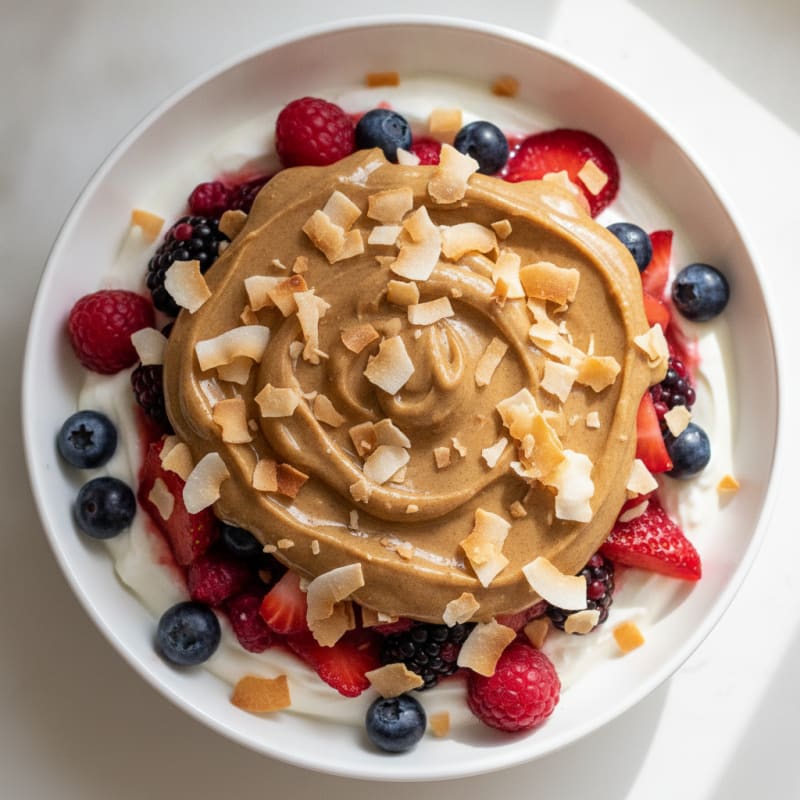Creamy Greek Yogurt Parfait with Mixed Berries and Almond Butter