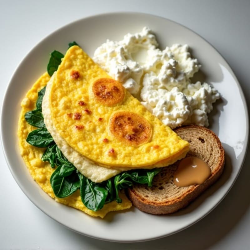 Egg White Spinach Omelette with Cottage Cheese
