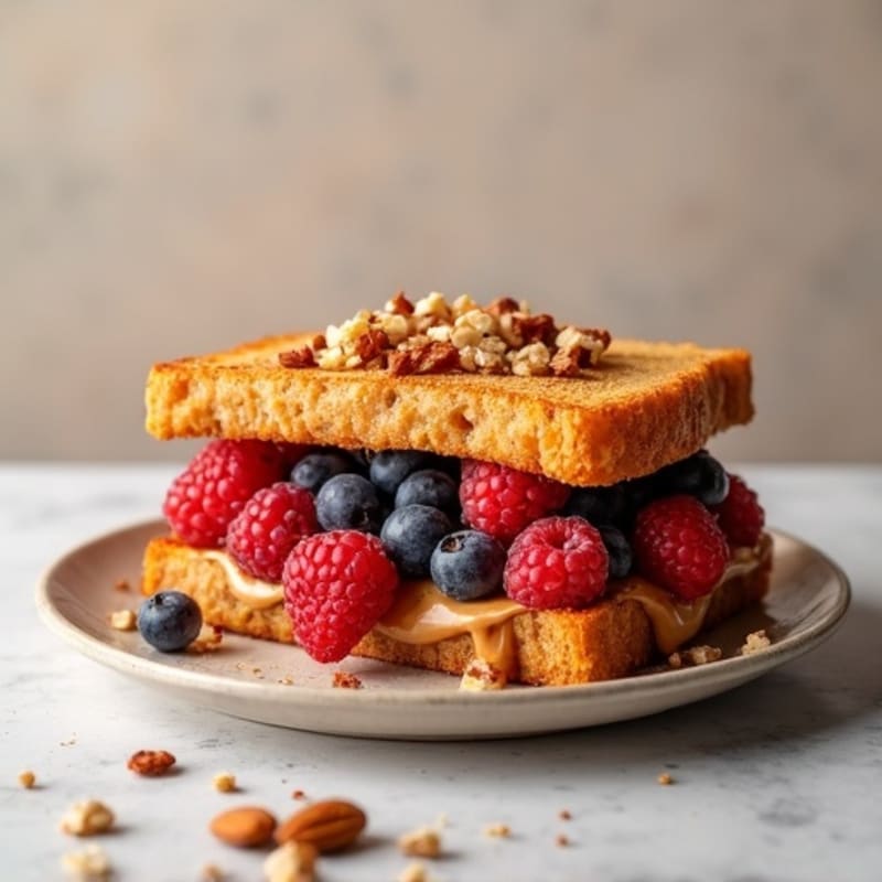 Crispy Air-Fried Almond Butter & Berry Sandwich