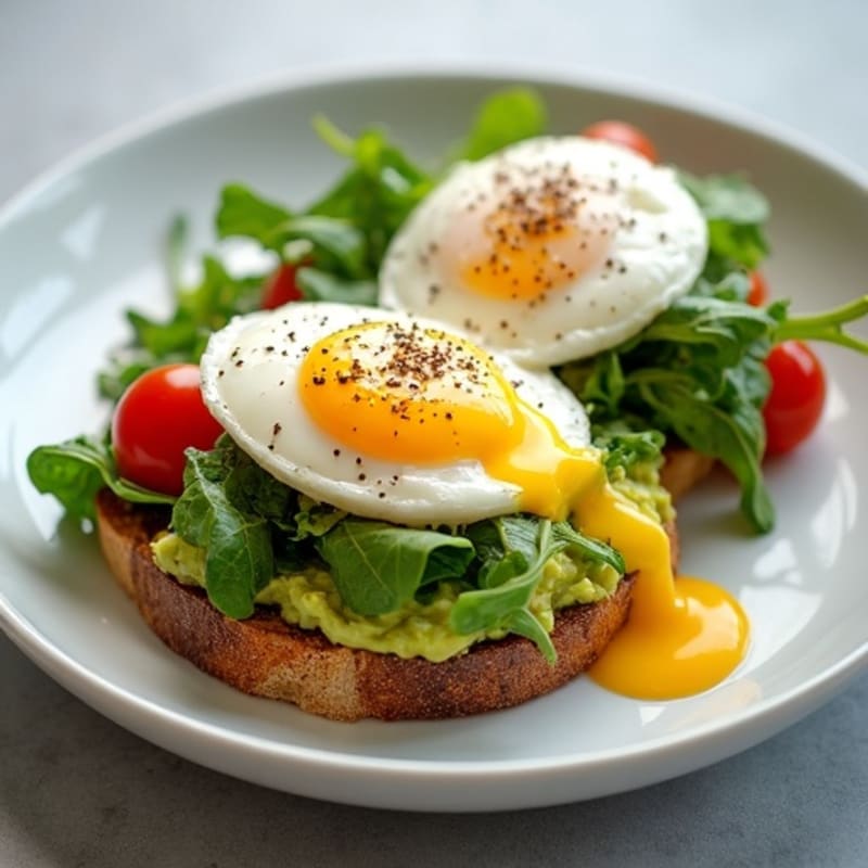 Creamy Avocado Toast with Poached Egg and Fresh Greens