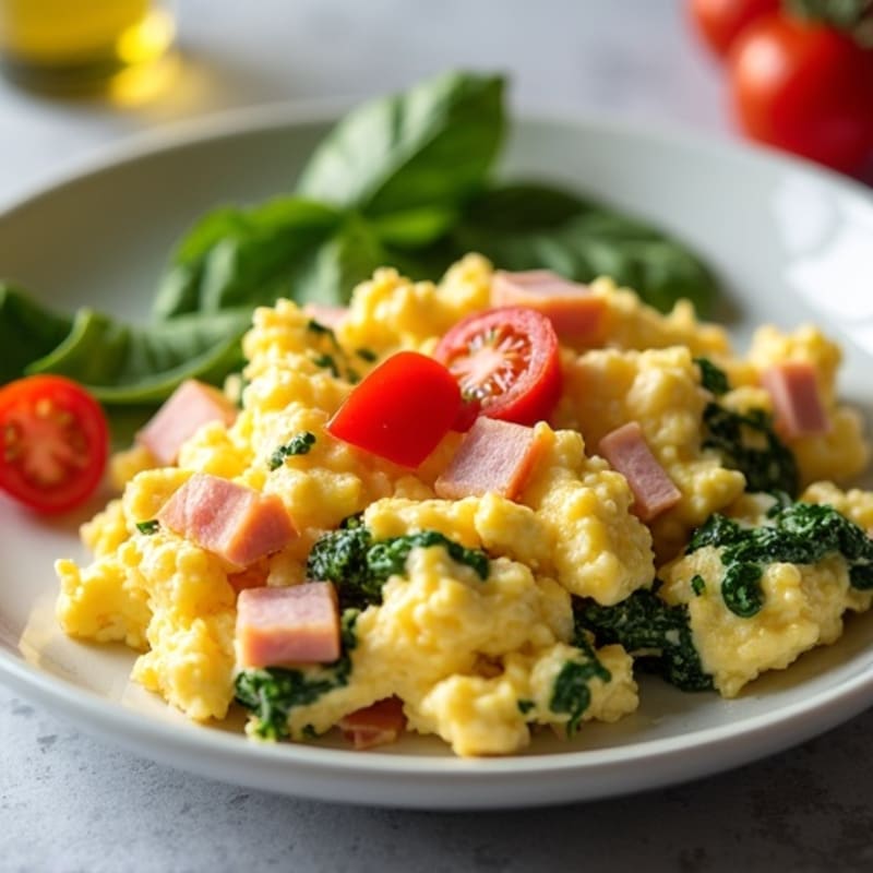 Creamy Cottage Cheese Egg Scramble with Lean Ham