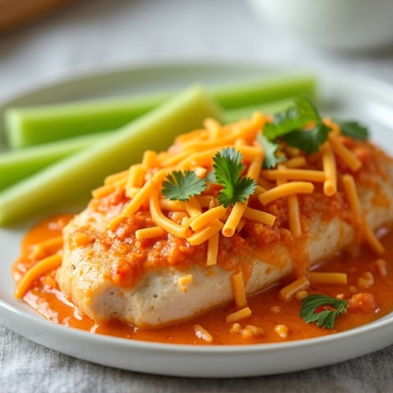 Creamy Buffalo Chicken Bake with Fresh Celery Sticks