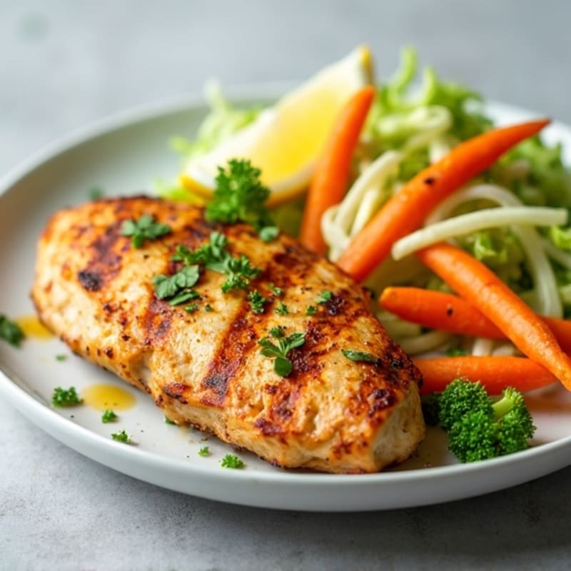 Grilled Chicken Breast with Crunchy Cabbage Slaw