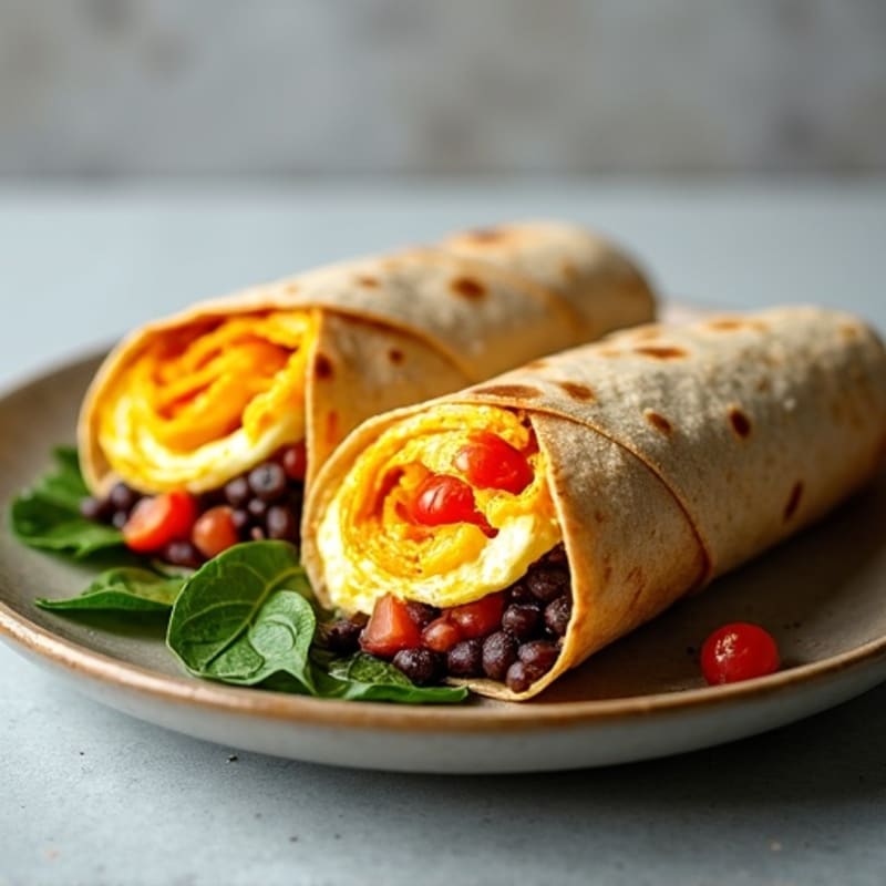 Hearty Egg and Black Bean Breakfast Burrito