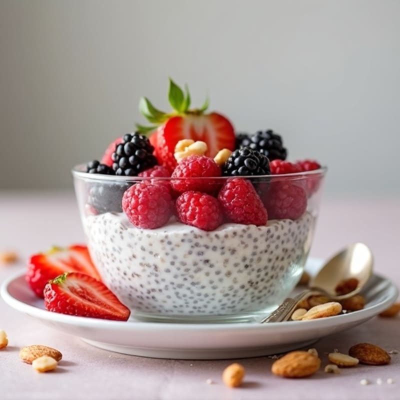 Creamy Chia Pudding with Fresh Berries and Toasted Nuts