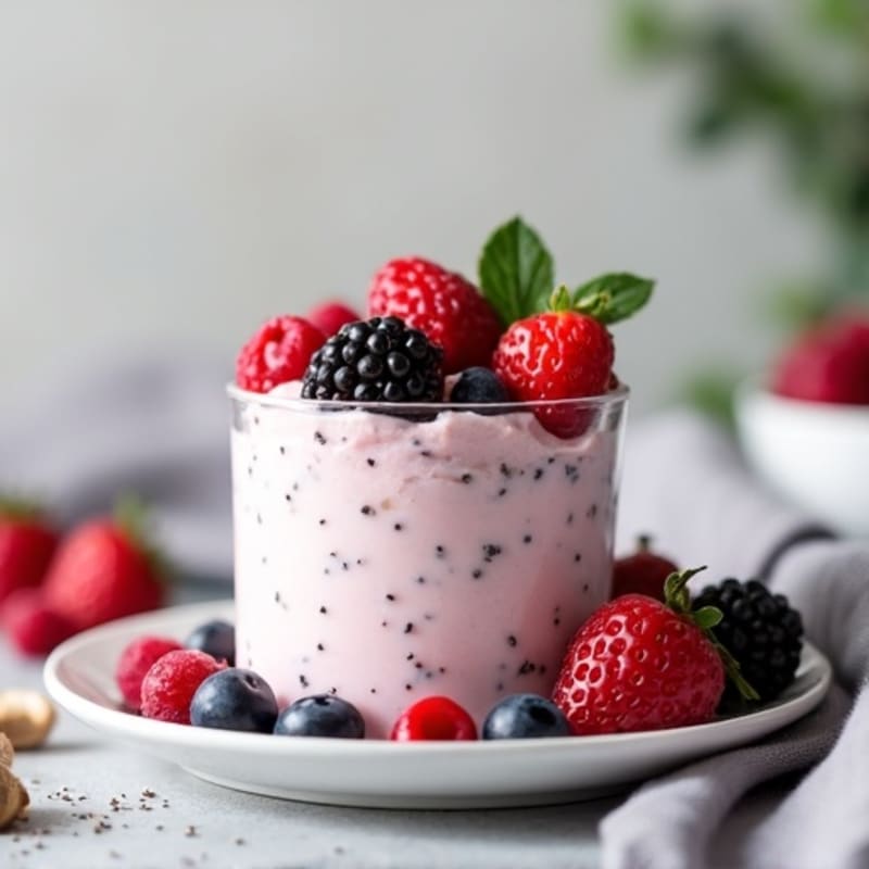 Greek Yogurt Protein Mousse with Mixed Berries