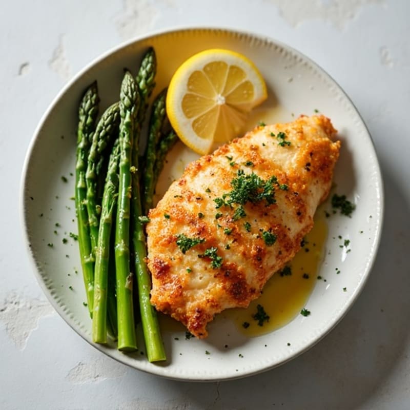 Crispy Lemon-Herb Chicken with Roasted Asparagus