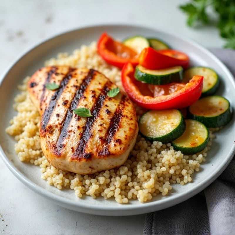 Grilled Chicken Breast with Roasted Vegetables and Quinoa