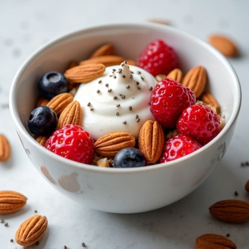 Creamy Greek Yogurt with Fresh Berries and Crunchy Almonds