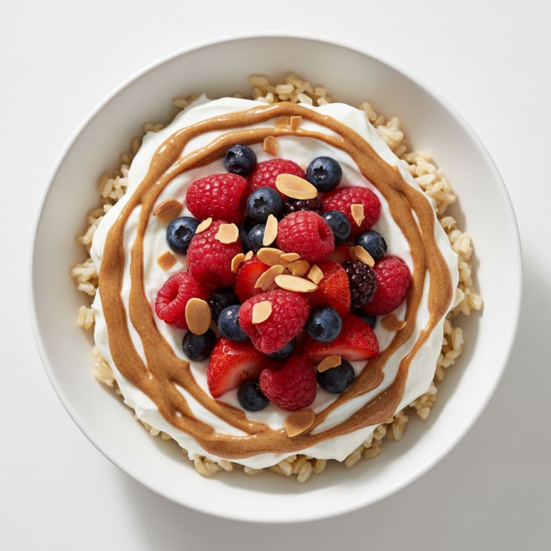 Creamy Greek Yogurt Bowl with Mixed Berries and Almond Butter