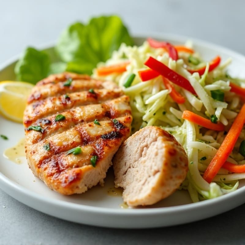 Grilled Chicken Breast with Crunchy Cabbage Slaw