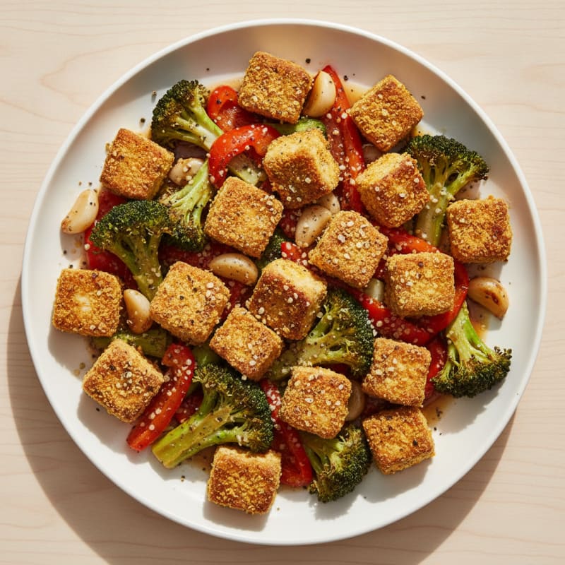 Pan-Seared Tofu with Roasted Vegetables