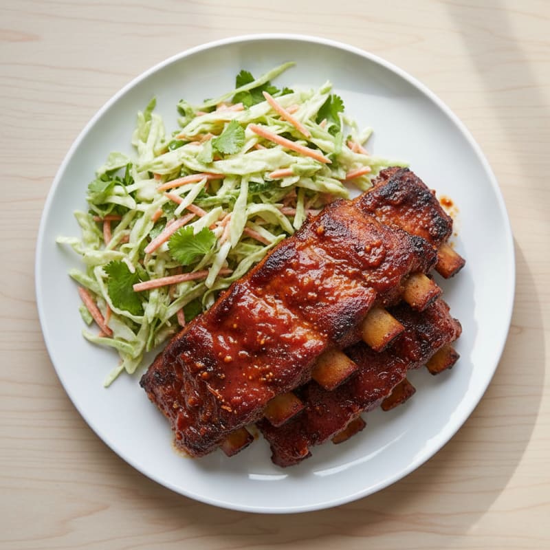 Smoky BBQ Pork Ribs with Zesty Slaw