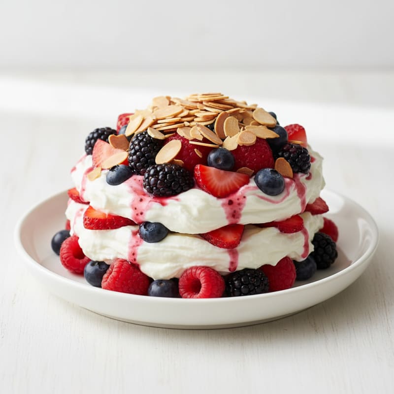 Greek Yogurt Protein Parfait with Mixed Berries and Almonds