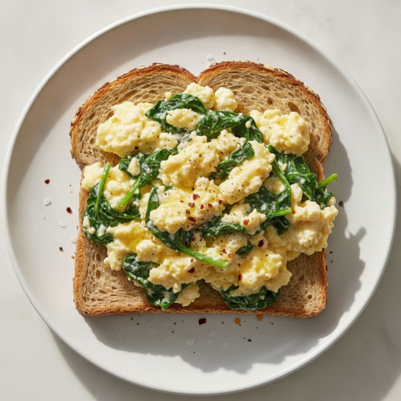 Cottage Cheese Scrambled Eggs with Toast
