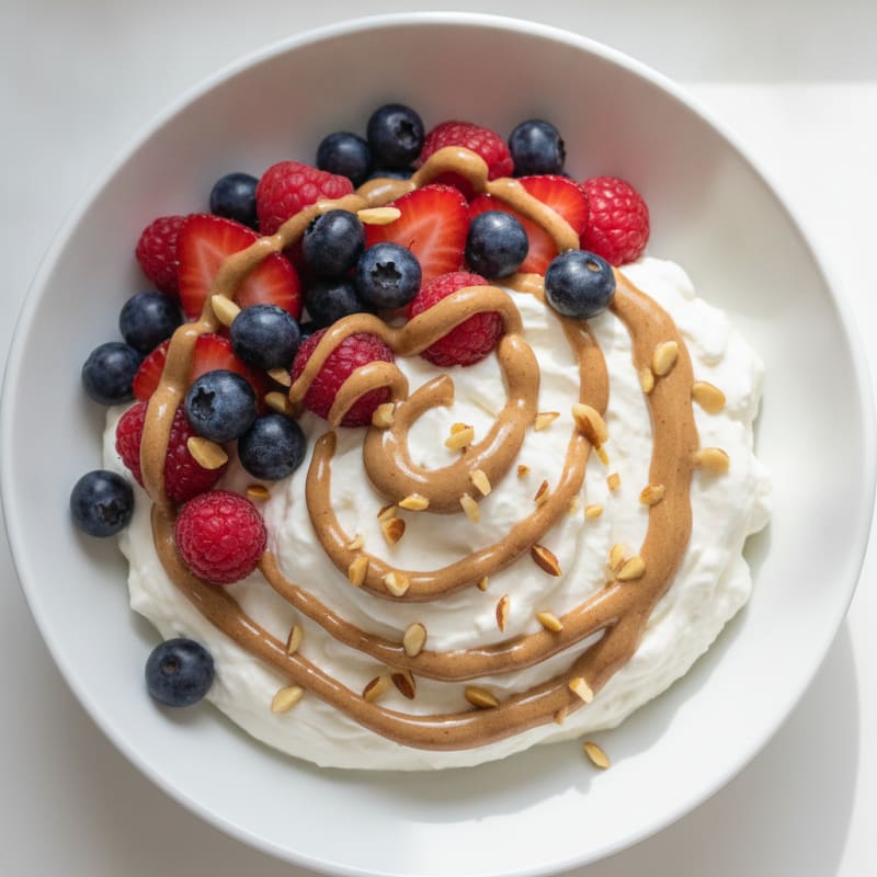 Greek Yogurt Protein Mousse with Mixed Berries
