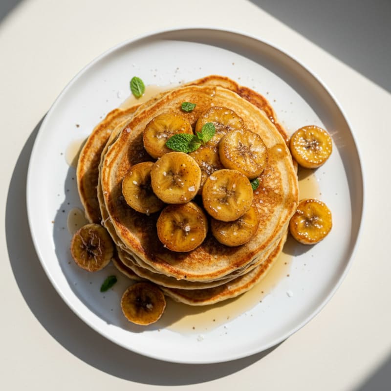 Golden Caramelized Banana Pancakes