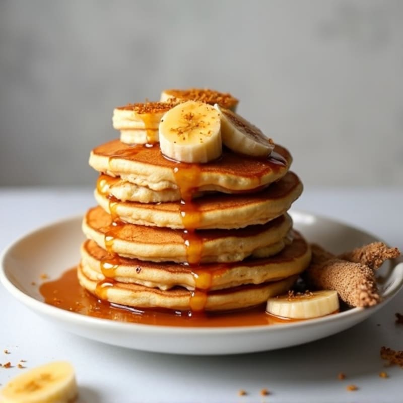 Fluffy Protein Pancakes with Caramelized Bananas
