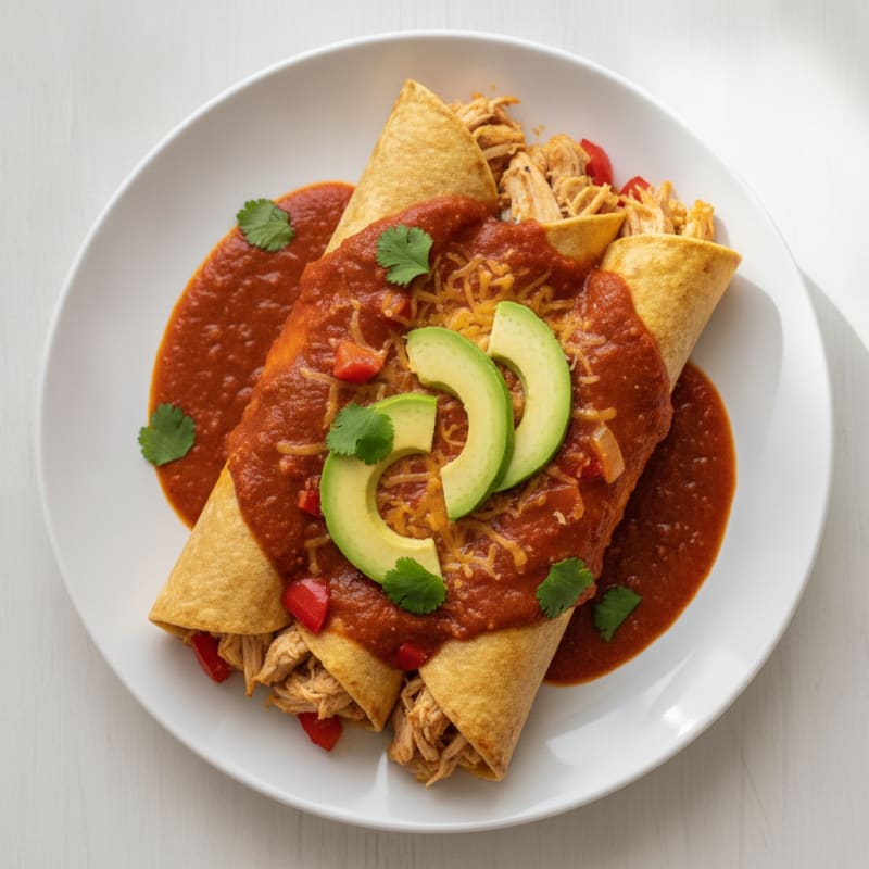 Chicken Enchiladas with Red Chili Sauce