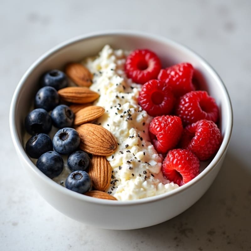 Cottage Cheese and Berry Protein Bowl with Almonds