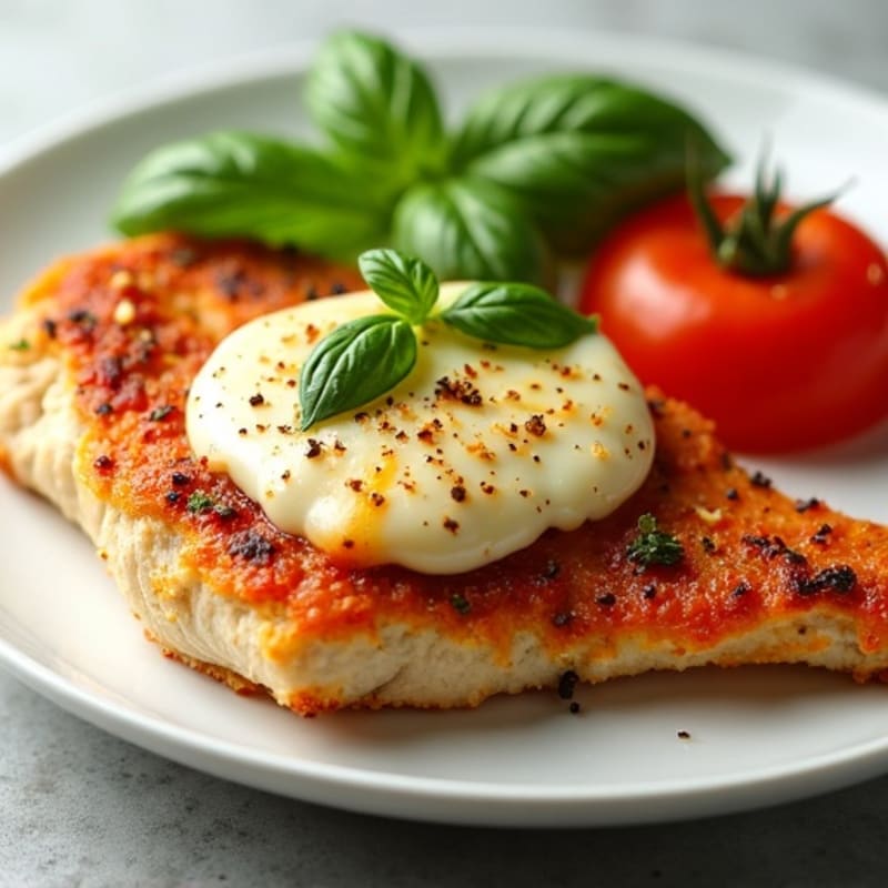 Crispy Baked Chicken with Fresh Tomato, Basil, and Melty Mozzarella