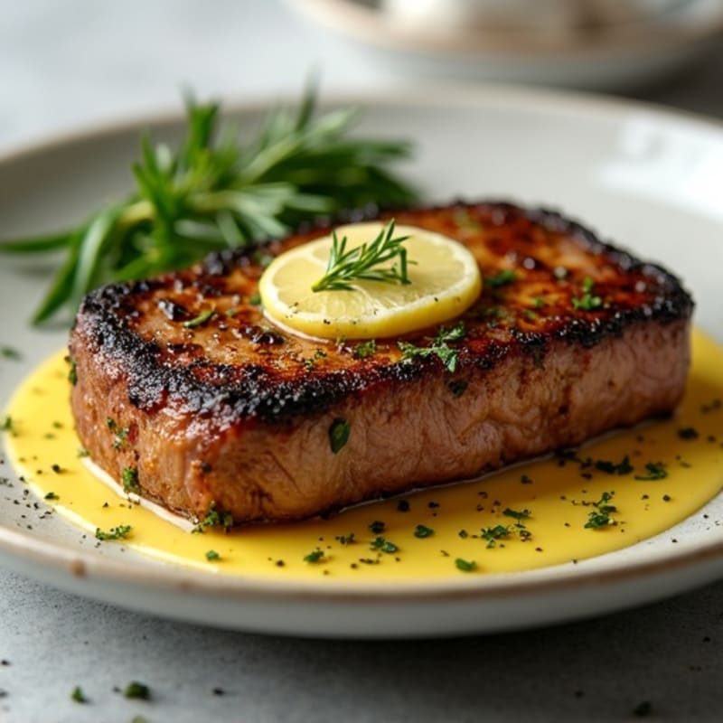 Herb-Crusted Pan Seared Steak with Garlic Butter