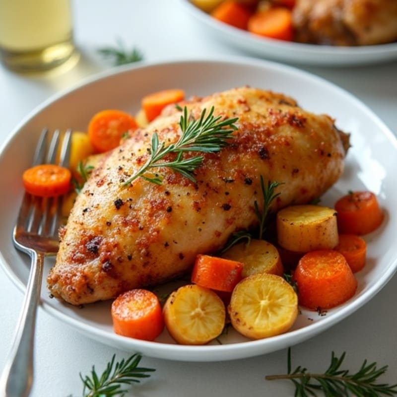 Crispy Herb-Roasted Chicken with Roasted Root Vegetables