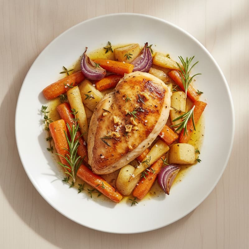 Garlic Herb Roasted Chicken with Root Vegetables