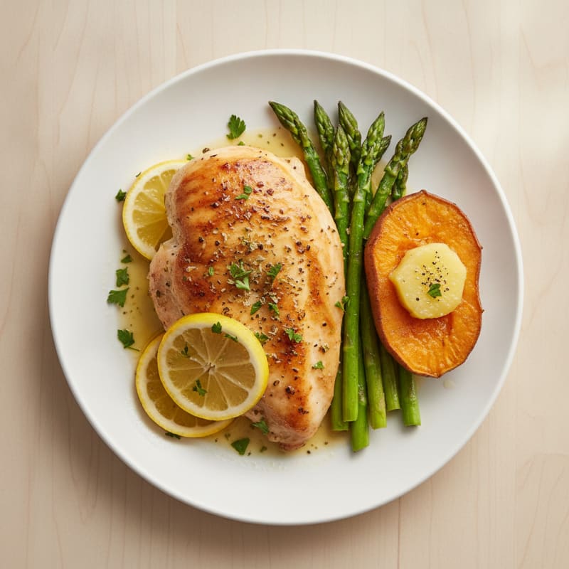 Lemon-Herb Roasted Chicken with Asparagus