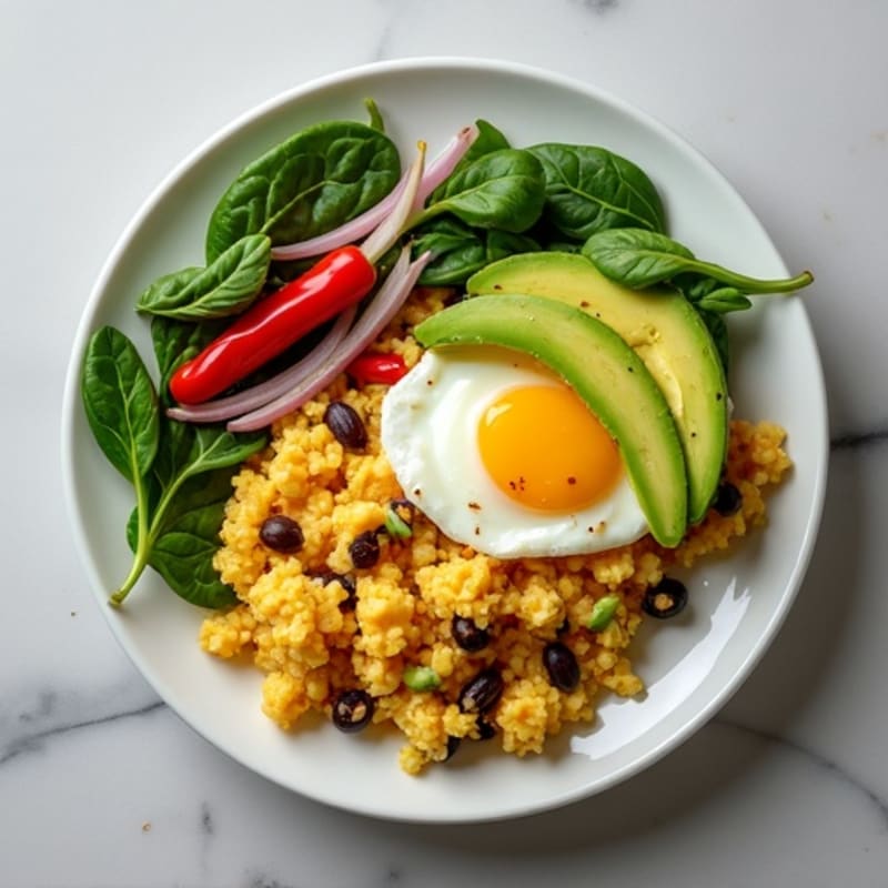 Savory Black Bean and Egg Scramble with Fresh Avocado