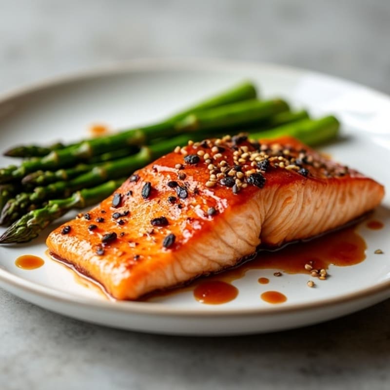 Flaky Teriyaki Glazed Salmon with Roasted Asparagus