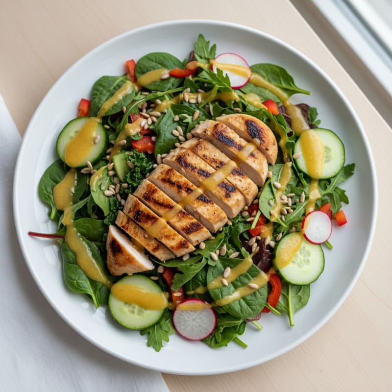 Grilled Chicken Breast with Crunchy Garden Salad