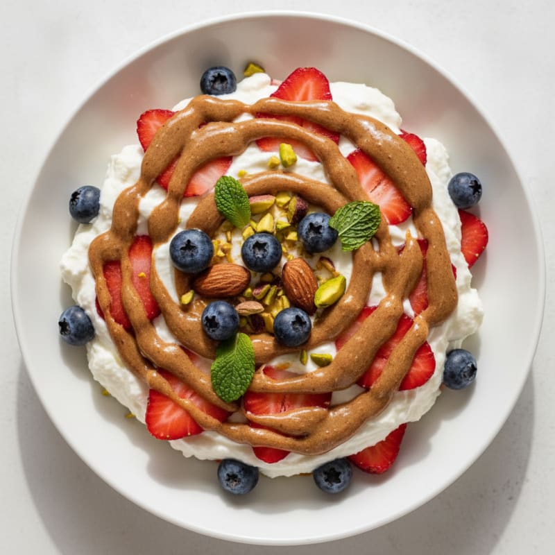 Greek Yogurt Protein Parfait with Berries and Almond Butter