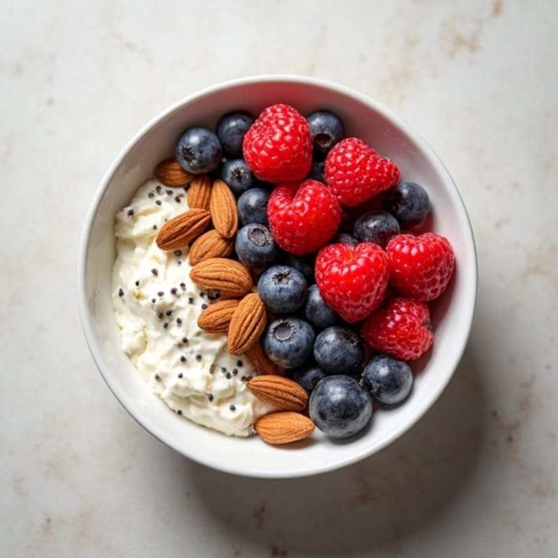 Cottage Cheese and Berry Protein Bowl with Almonds