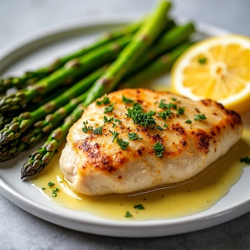 Pan-Seared Lemon Garlic Chicken with Roasted Asparagus
