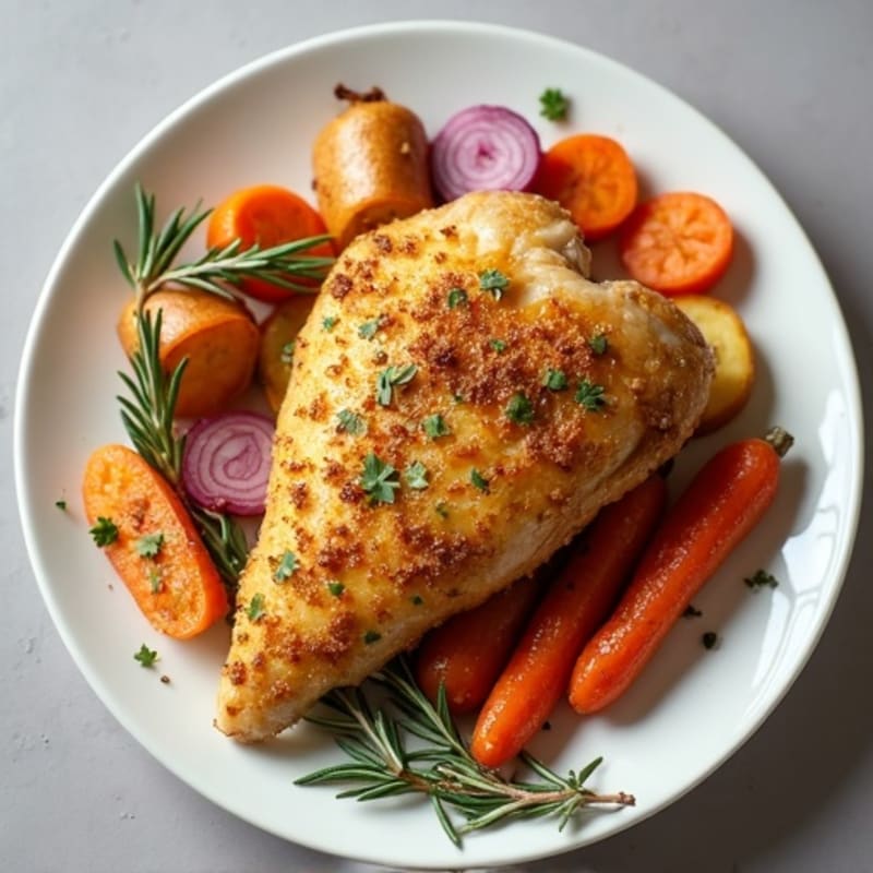 Crispy Lemon Herb Chicken with Roasted Root Vegetables